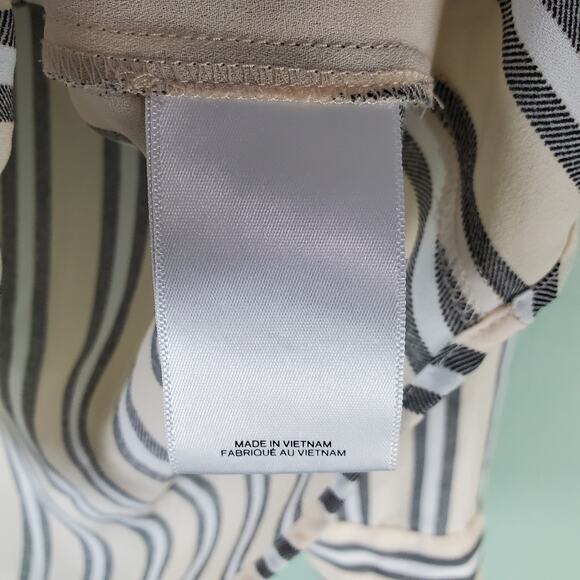 Express Outlet Womens Cream Multicolor Striped Button Up LS Shirt Size Medium - Picture 5 of 7